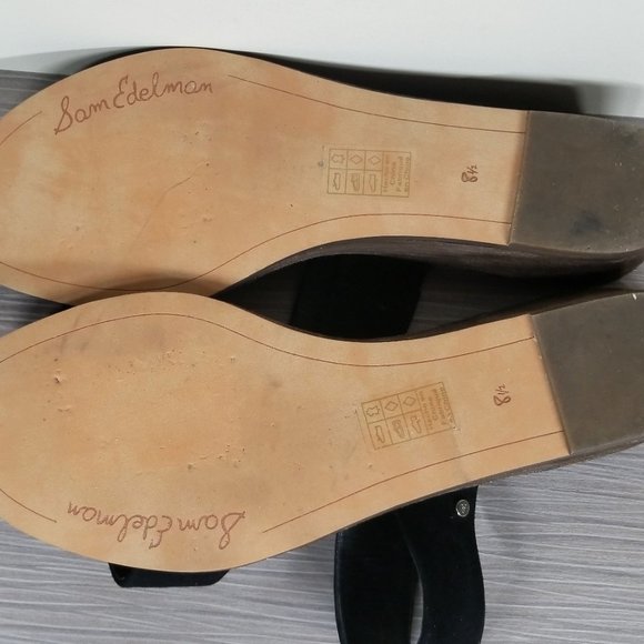 Sam Edelman Shellie Wedge Sandals, Black Suede, Womens Size 8.5 M / 38.5 - Picture 7 of 8